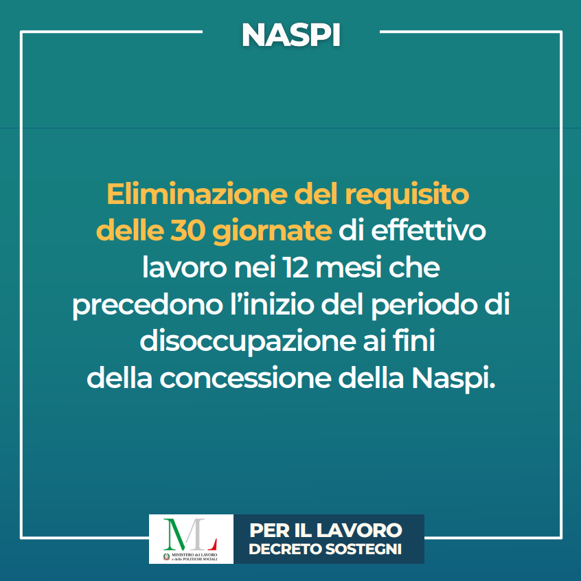 Decreto Sostegni: cancellato il requisito occupazionale per la NASPI