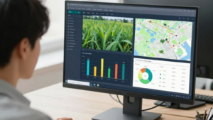 Studente che analizza dati agricoli digitali durante il corso gratuito IFTS Agribusiness Consultant