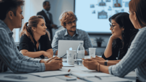Professionisti che aggiornano le proprie abilità tramite la formazione continua aziendale per evitare l'obsolescenza.