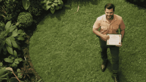 Professionista del verde che consegue la qualifica certificata di manutentore per operare legalmente