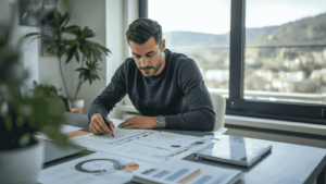 Imprenditore nel Sud Italia pianifica la crescita aziendale con il finanziamento formazione PMI Sud del MIMIT.