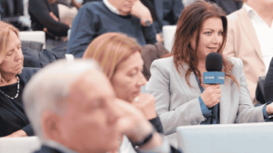 Daniela Sabatino, Presidente di Time Vision Group, al Net Forum di Capri durante l'intervento sulla riforma della formazione professionale